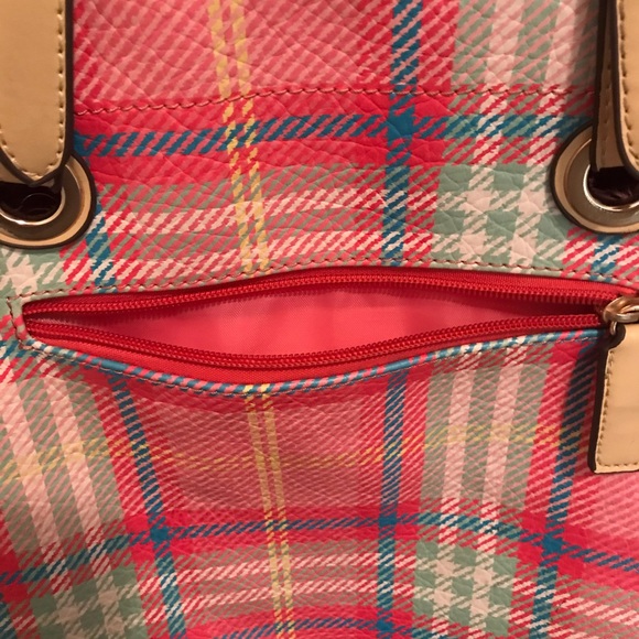 Pink Plaid Tote Bag - Vegan Friendly - Picture 6 of 7